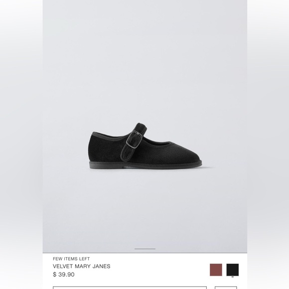 EUC Zara girls velvet Mary Jane flats party shoes size 29 - Picture 5 of 5